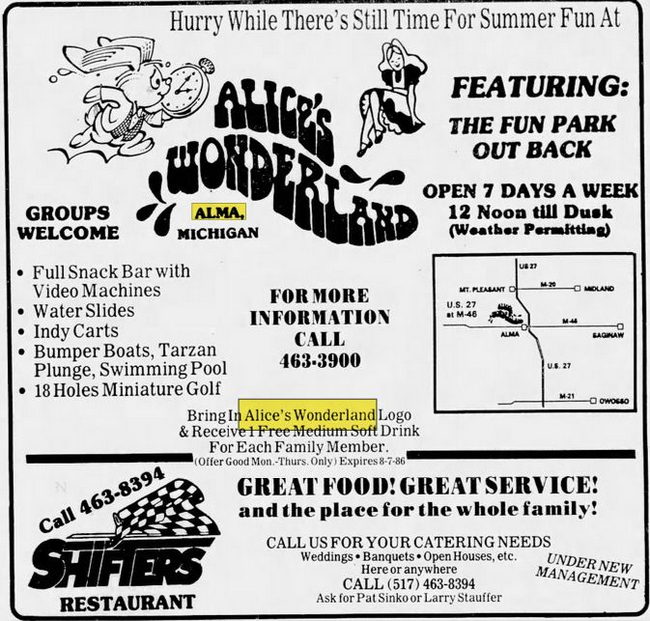 Alices Wonderland - Jul 29 1986 Ad